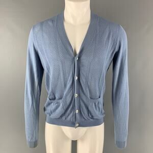 PRADA Size M Blue Knit Wool V-Neck Cardigan